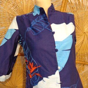 NOS Oldstock Blue Hawaii Liberty House  S Vintage Blue Hawaiian Cotton Blouse US